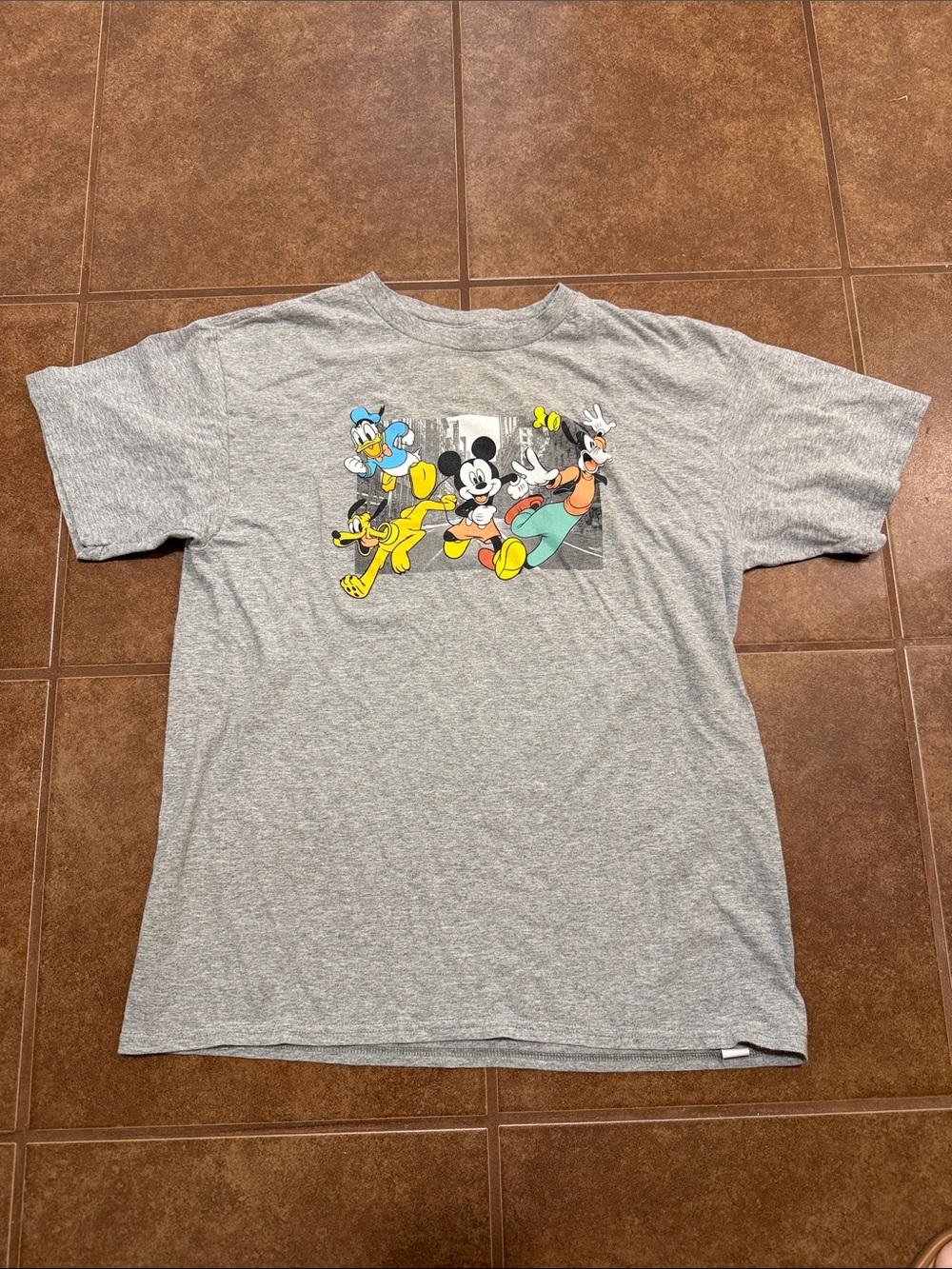 Disney Gray Short Sleeve Tee with Classic Character Graphic